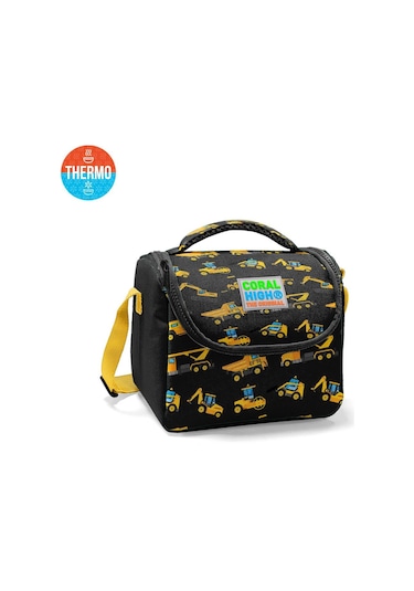 Coral High Kids Siyah Sarı Iş Makinesi Desenli Thermo Beslenme Çantası 11813