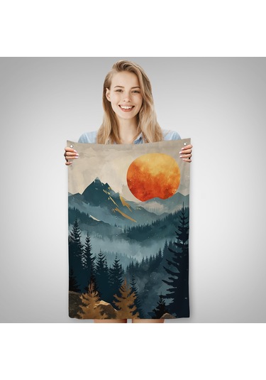 Dağların Üstündeki Güneş Manzarası Duvar Örtüsü-7645