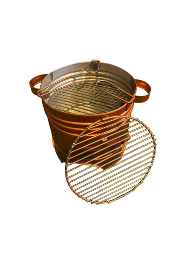 26 Cm Yemek Ayaklı Tek Kapaklı Yuvarlak Mangal Bakır