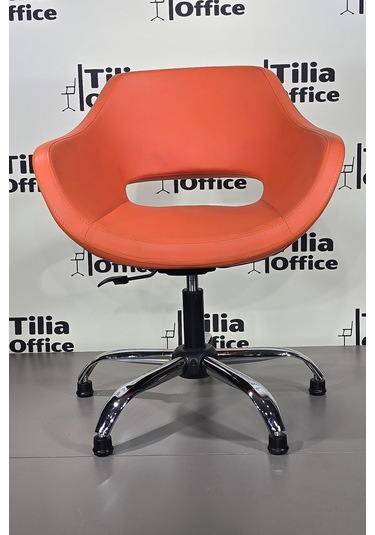 Monaco Çalışma Kesim Kuaför Koltuğu Yonca Sabit Krom Ayak Turuncu