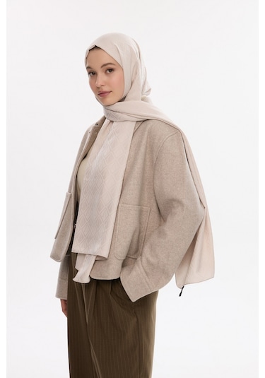 Mirsoy Scarf İpeksi Jakar Şal V Desen Taş