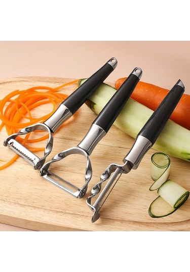 Pazly Cbtx 304 Paslanmaz Çelik Soyma Bıçağı Meyve Ve Sebze Kazıyıcı Soyucu, Çok Fonksiyonlu Tırtıklı Siyah