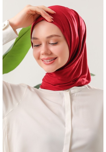 Melodi Scarf Tesettür Penye Şal Bordo Bordo