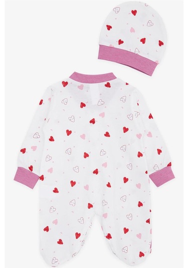 Breeze Kız Bebek Patikli Tulum Sevimli Renkli Kalp Desenli 0 3 Ay 6 Ay, Ekru Ekru