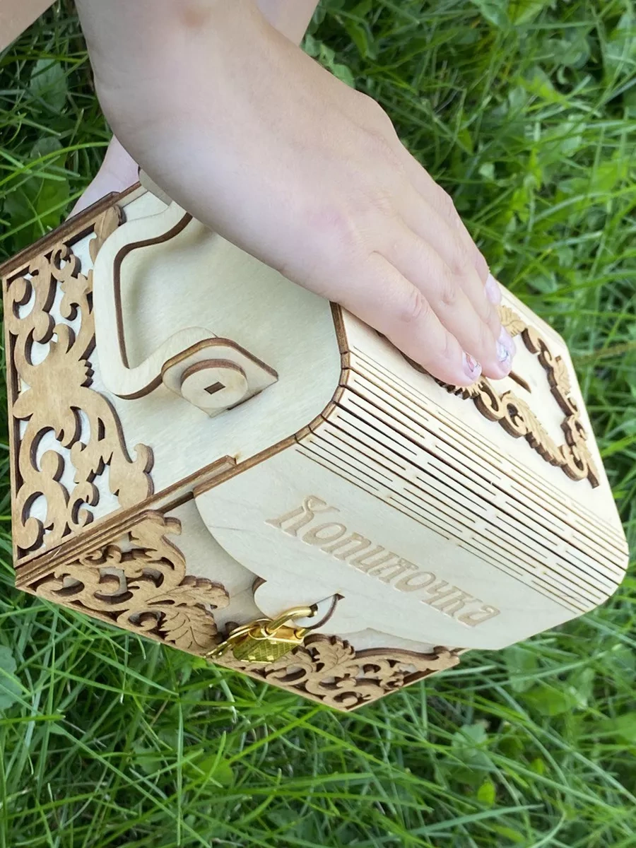 Woodnsa Kilitli Ahşap Sandık Kumbarası 25941862