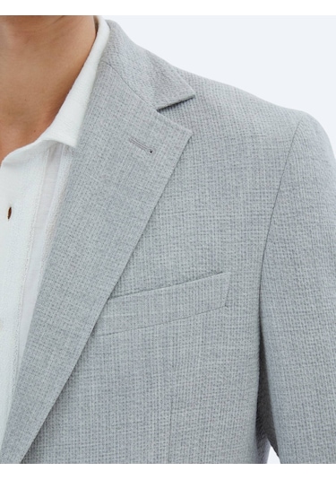 Gri Desenli Modern Fit Ceket Gri