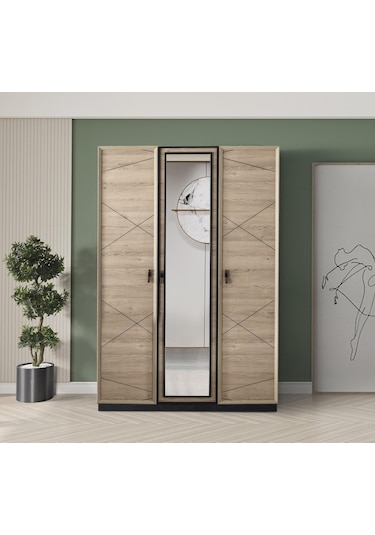 Vega 3 Kapaklı Modern Aynalı Elbise Dolabı Gardrop 135x50x200cm Vega 3 Kapaklı Modern Aynalı Elbise Dolabı Gardrop 135x50x200cm