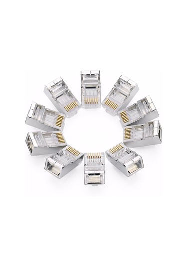 Rj45 Jack Metal Uç Jak Konnektör Cat5 Cat6 Başlık 50 Adet