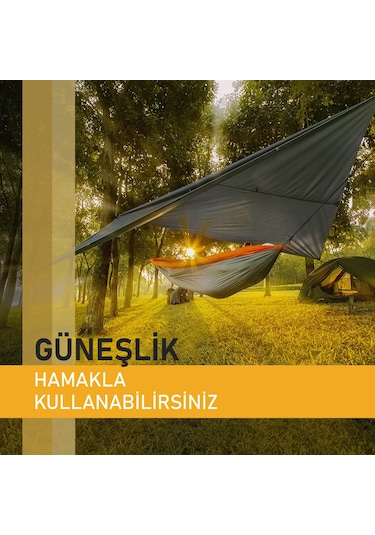 Haegs Tarp Gölgelik Tente, Taşınabilir Örtü Branda Çok İşlevli Outdoor Açık Hava Kamp Seyahat Tente Branda Güneşlik Karavan Tente Yan Çadır Gölgelik - 300x400 Cm - Gri