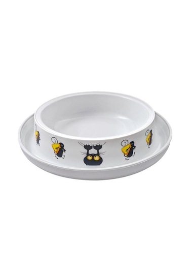 Moderna Trendy Kedi Ve Fare Desenli Kedi Mama Kabı 210 Ml