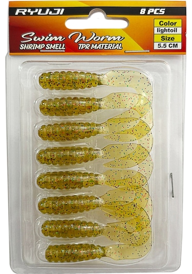 Ryuji Swim Worm 5.5cm 8 Adet Lrf Silikon Yem Light Oil