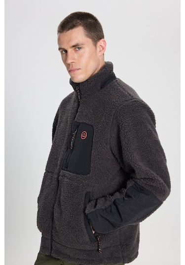 Wrangler All Terrain Gear Relaxed Fit Geniş Kesim Antrasit Sherpa Ceket W232218003 Antrasit