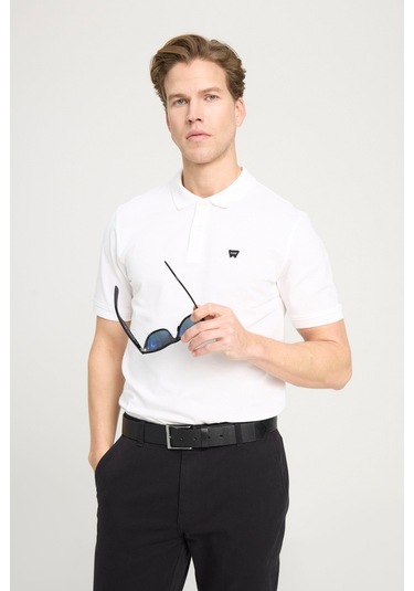 Wrangler Kısa Kollu Polo T-shirt Beyaz Erkek Kısa Kol T-shirt 000000000101989664 Beyaz
