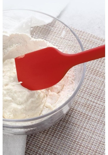 Silicolife Büyük Spatula, Isıya Dayanıklı Yanmaz Yapışmaz Tek Parça Silikon Spatula 26cm Kırmızı Kırmızı