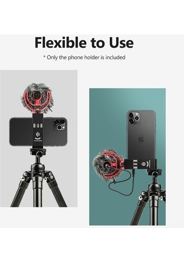 Sandwich Alüminyum Telefon Tutucu Soğuk Ayaklı + 1/4 Vida Delikli, 6.5-9.5cm Genişlik, Cnc İşlenmiş, Dayanıklı, Kırmızılamayan