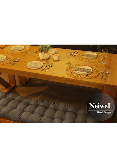 Neiwel Velmar Doğal Ahşap Banklı Mutfak Ve Yemek Masası Takımı-100-260 Takım Açık Ceviz