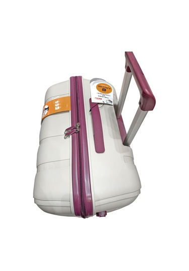 Mçs Bavul Büyük Ve Orta 2li Set Kırılmaz Silikon Valiz V305 Kemik/mürdüm Bej