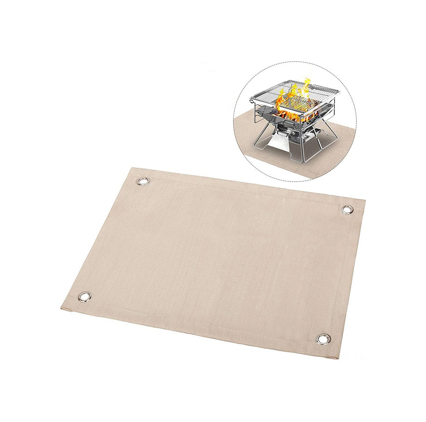 Youtek Cam Fiber Isıl Yalıtım Matı 60x80cm - Mangal Ve Ocak Altı Korozyon & Alev Koruması, Dış Mekan Pişirme Erişimi Haki