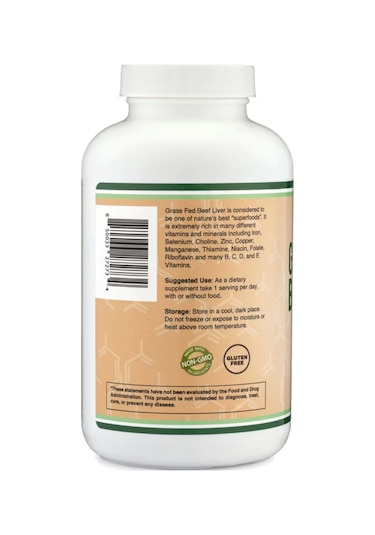 Double Wood Grass Fed Beef Liver 1000mg 180 Capsul. Usa Versi...