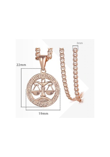 Saatcaddesi Pigado Astroloji Burçlar Kolye Rose Renk Özel Kutusunda Metal