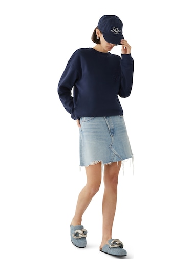 Frame Ritz Unisex Tonal Logo Crewneck - Koyu Mavi