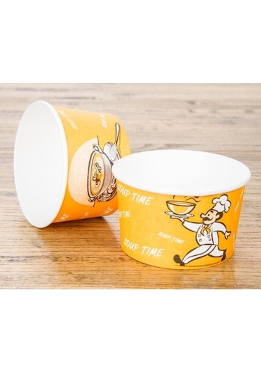 Yücecup Kraft Kağıt Şeffaf Kapaklı Çorba Kasesi - 16 Oz - 480 Ml. - 100 Adet / Kase + Kapak