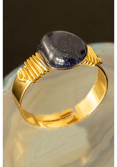 Sertifikalı Kalın Tımbıl Model Lacivert Yıldız Taşı Yüzük - Ayarl Çok Renkli