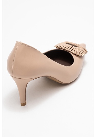 Great Bej-kahverengi Tokalı Kadın Topuklu Ayakkabı Bej