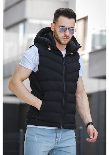 Giaco Slim Fit Kapüşonlu Suya Dayanıklı Puffer Erkek Şişme Yelek 001