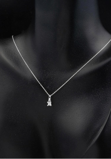 Bilezikci Tektaş Küpeli Kolyeli Beyaz Altın 14 Ayar 2'li Set