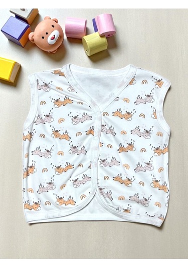 Baskılı Üçlü Yelek Hardal