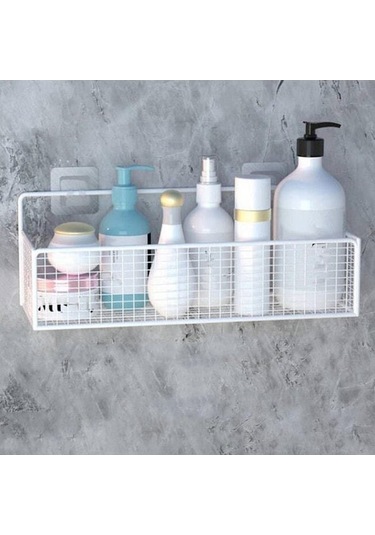 Reedark Beyaz Duvarlı Depolama Rafı - Banyo/ Mutfak/ Yurt İçin Deliksiz Kurulum, 2 Yapıştırıcı Kanca Dahil Çok Renkli