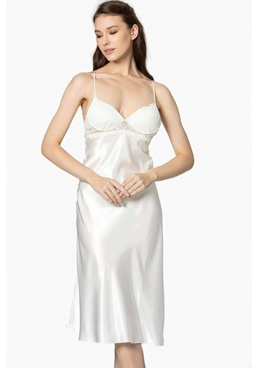 Pierre Cardin Kaplı Saten Gecelik 900 Ekru 001