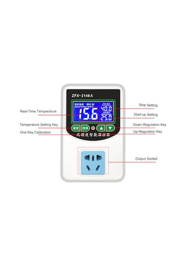 Gajeena Zfx-2140a Akıllı Dijital Termostat -45 C/+105 C Kontrol, 2200w Güç, Isıtma/soğutma Modu, Alarm Fonksiyonlu