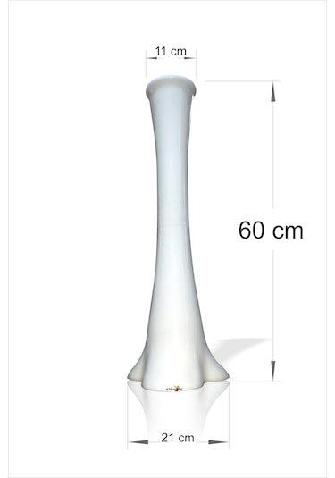 Uzun 60 Cm Düz Beyaz Kırılmaz Dengeli Sert Plastik Vazo Saksı