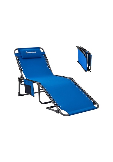 Kingcamp Berlin Classic Comfort Lounge 5 Kademeli Katlanır Şezlong Ve Kampet Blue Mavi