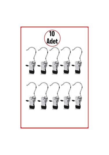 Metal Krom Kaplama Eşarp Askısı, Şal Askısı, Çok Amaçlı Askı 10 Adet Çok Renkli