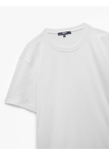 Koton Pamuklu Kısa Kollu Bisiklet Yaka Erkek Basic Tişört Beyaz 6wam10062hk Beyaz