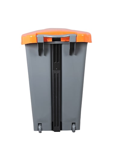 Safell Pedallı Tıbbi Atık Çöp Kovası 70Lt -Turuncu Çöp Konteyneri