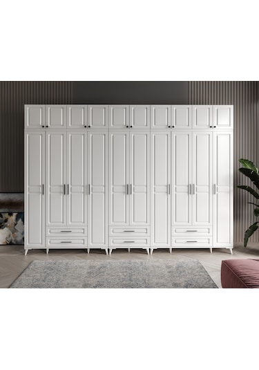 Gözde 10 Kapaklı Yüklüklü Komple Mdf Gardırop