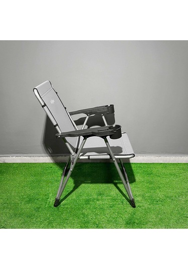 Argeus Rock Katlanabilir Kamp Sandalyesi Bardaklı - Kül Gri A-14 Çok Renkli