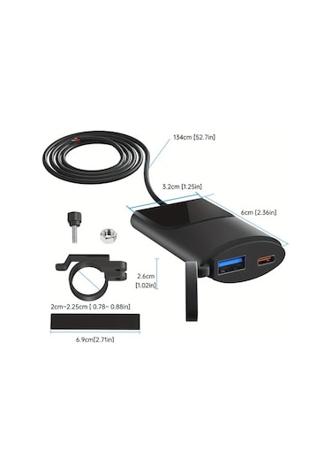 Honeybeeshop 12v Tip C Usb Hızlı Şarj Cihazı Pd Qc3 Evrensel Motosiklet Araba Telefon Şarj Aleti App Huawei Uyumlu