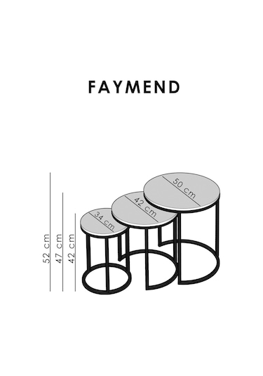 Faymend 3'lü Gold Zigon Sehpa Bronz Aynali Bronz Aynali