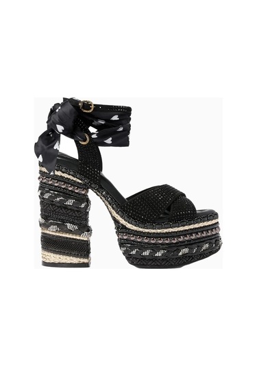 Kurt Geiger Chelsea Scarf 135 Lüks Tasarım, Kadın Platform Sandalet Siyah