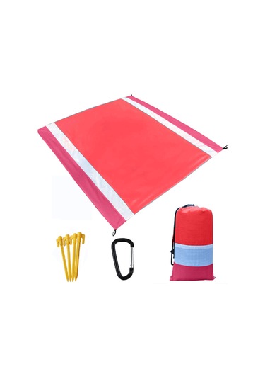 Xiyyadms 210x200cm Pembe-beyaz-kırmızı Desenli Taşınabilir Su Geçirmez Çadır Matı - Plaj, Piknik Ve Kamp İçin Pembe - Kırmızı