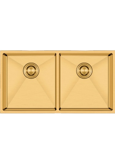 Crauf Stella 4580 Pvd Altın 2 Gözlü Paslanmaz Çelik Mutfak Eviyesi Altın
