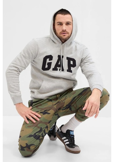 Gap V-heritage Logo Erkek Sweatshirt Gri