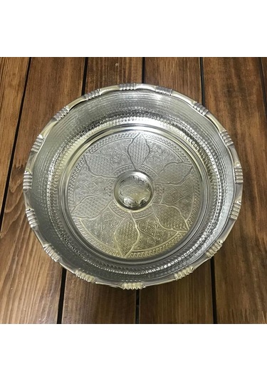Nikelajlı Bakır Hamam Tası 20 Cm Gümüş