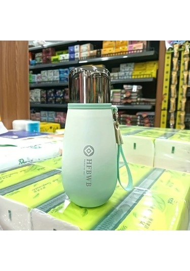 Trendooze Gaojunshop01 Bej Yeşil 320ml Termos, Yeni Tasarım Mini Seyahat Bardağı Bej - Yeşil