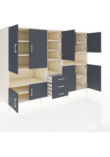 Kronos Dolap 13 Raflı 3 Çekmeceli 9 Kapaklı 220x59x163 Aytaşı-ant Aytaşı-antrasit